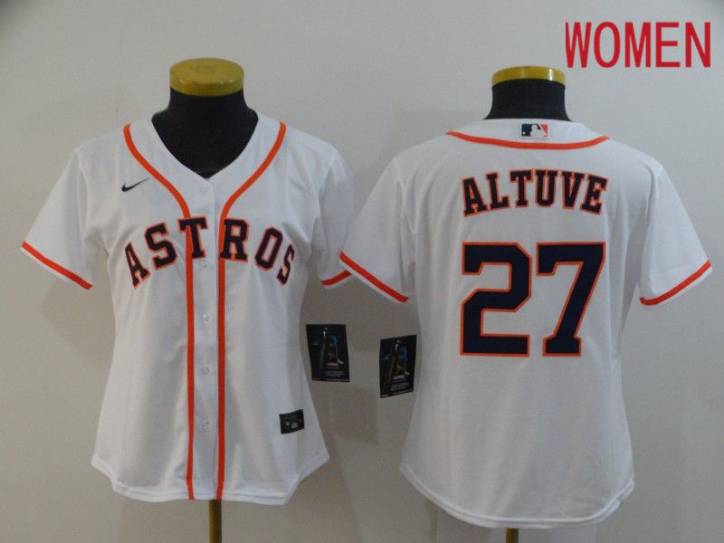 Women Houston Astros #27 Altuve White Nike Game MLB Jerseys